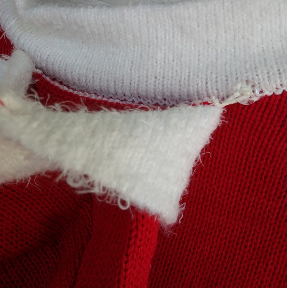 Allison Brittney 2pc Santa Knit Dress with Hat Faux Feathers Pom Poms Size Small - Picture 11 of 16